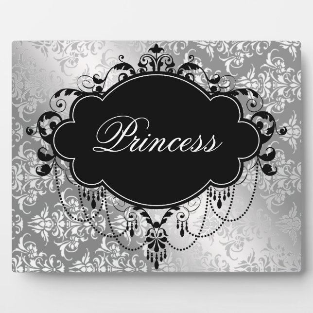 Plaque Photo Princesse Silver Black Damask (Devant)