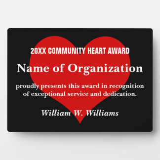 Plaque Photo Prix communautaire des bénévoles du coeur