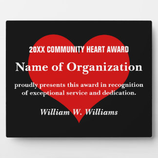 Plaque Photo Prix communautaire des bénévoles du coeur