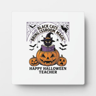 Plaque Photo Prof Cat Halloween Citrouille Vintage Salle de Cla