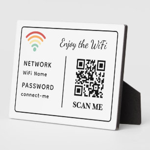 Plaque Photo Profitez de WiFi QR Code Nom et mot de passe résea