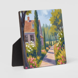 Plaque Photo Promenade dans le jardin   Peinture à l'huile chem