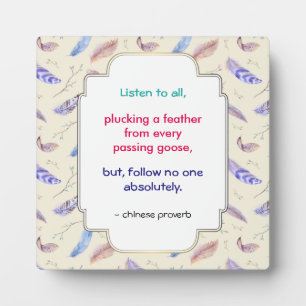 Plaque Photo Proverbe chinois inspirant et intelligent