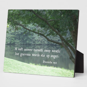 Plaque Photo Proverbes 15:1 Une réponse douce dégénère la colèr