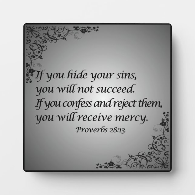 Plaque Photo Proverbes 28:13 (Devant)