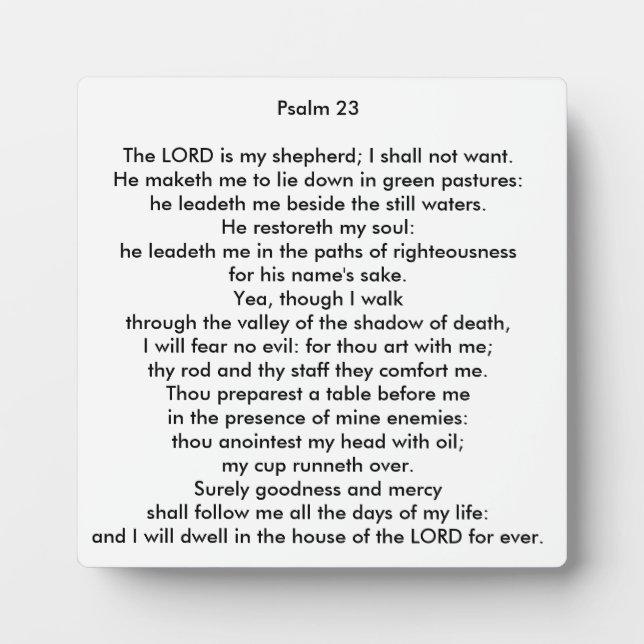 Plaque photo Psalm 23 Carré Tabletop (Devant)
