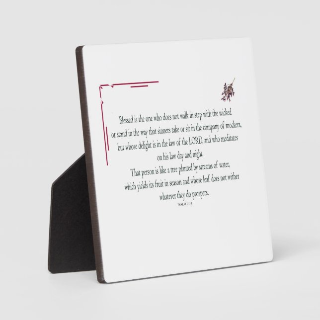 Plaque Photo Psaume 1:1-3, Béni est celui qui, (Recto)