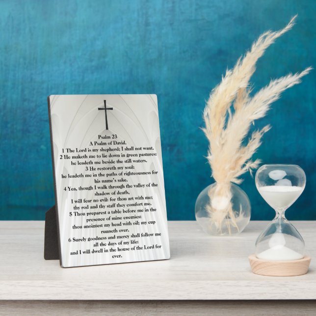 Plaque Photo Psaume 23 KJV Croix de la Bible Cathédrale blanche (Côté)