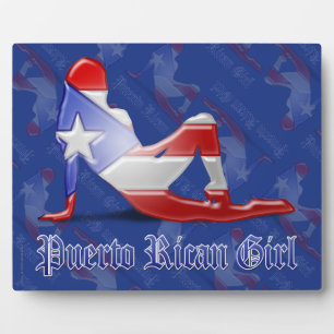 Plaque Photo Puerto Rican Girl Silhouette Flag