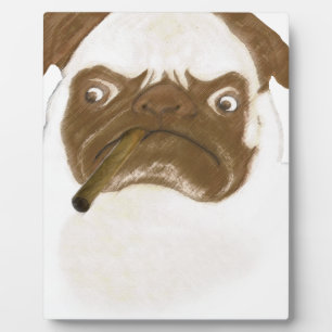 Plaque Photo Puggy Grumpy personnalisée avec Cigar