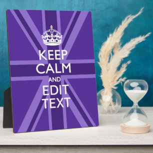 Plaque Photo Purple Mauve Keep Calm And Your Text Union Jack
