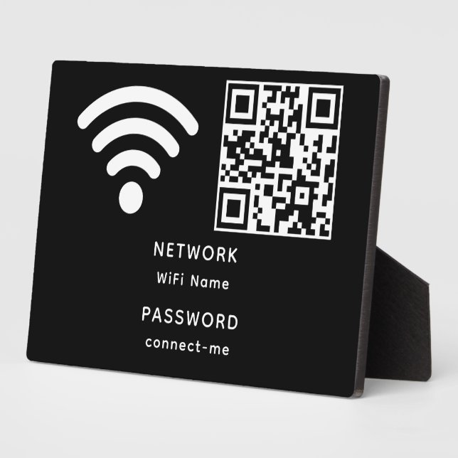 Plaque Photo QR Code Wifi Mot de passe et réseau personnalisé (Côté)