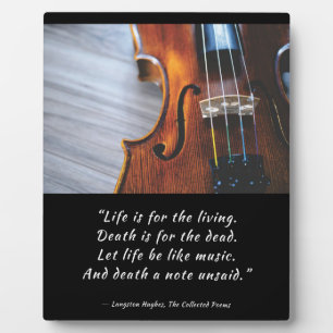 Plaque Photo Que la vie soit comme la musique Langston Hughes