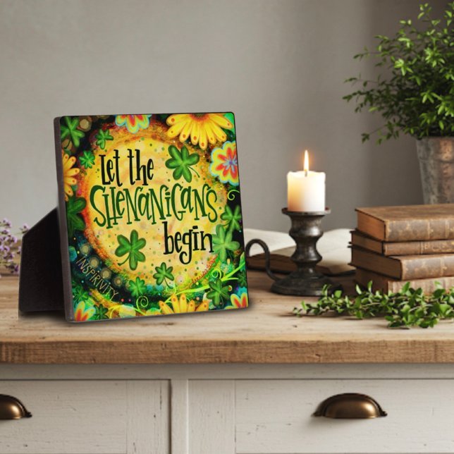Plaque Photo Que les Shenanigans commencent les Shamrocks irlan (Créateur téléchargé)