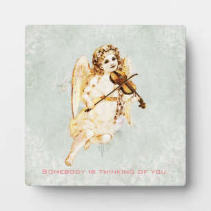 Plaque Photo Quelqu'Un Pense À Vous, Angel, Qui Joue Au Violon