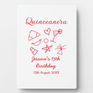 Plaque Photo Quinceanera 15e anniversaire arbre de plage rouge 