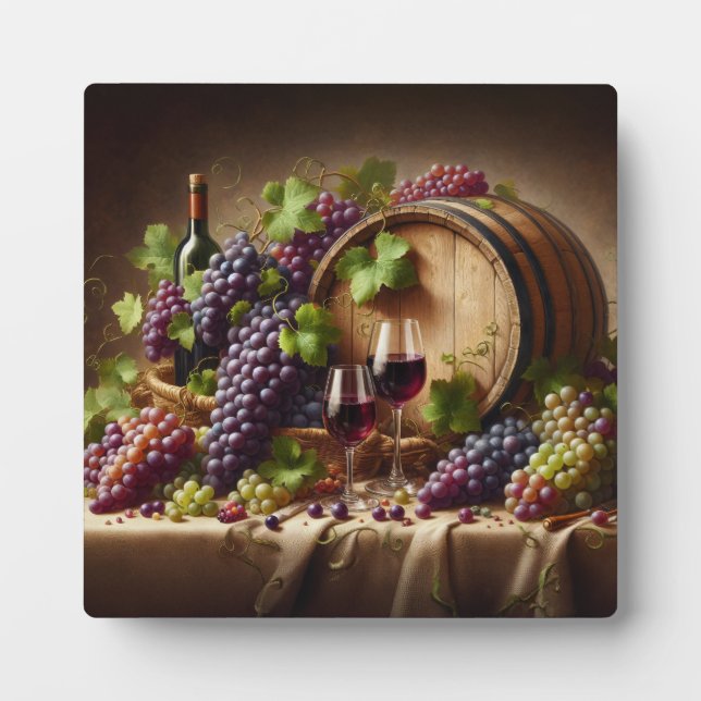 Plaque Photo Raisins et vin vie morte (Devant)