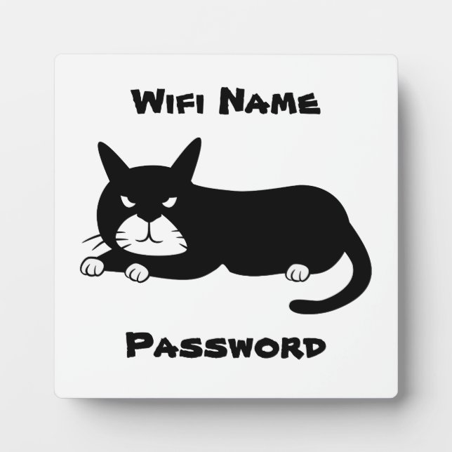 Plaque Photo Rappel Wifi Chat Noir (Devant)