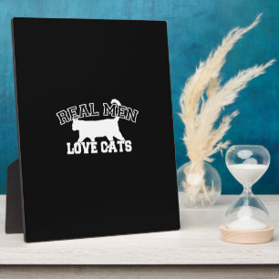 Plaque Photo Real Men Love Cats Design graphique sur Décor Noir