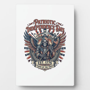 Plaque Photo Reaper Chrome Patriotique Squelette & Re
