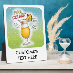 PLAQUE PHOTO RECETTE DE PINA COLADA COCKTAIL ART