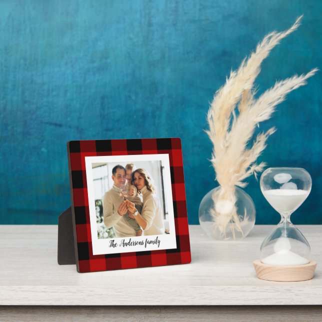 Plaque Photo Red Buffalo Plaid & Nom Personnel Et Photo (Insitu)