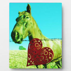 Plaque Photo Red Heart and Horse