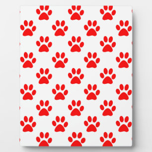 Plaque Photo Red puppy paws pattern