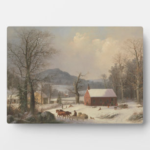 Plaque Photo Red School House (Scène de campagne) 1858
