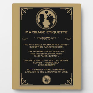 Plaque Photo Règles de mariage drôles des jeunes mariés victori