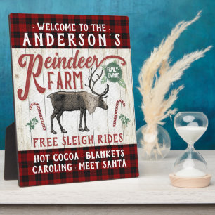 Plaque Photo Reindeer Farm Rustic Vintage Farmhouse Custom Name