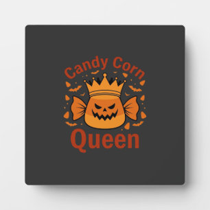 Plaque Photo Reine Candy Corn Couronne Halloween Chauves-souris