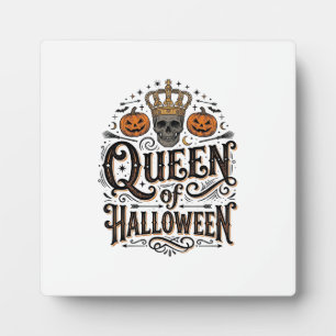 Plaque Photo Reine de Halloween Vintage Crâne Chemise Citrouill