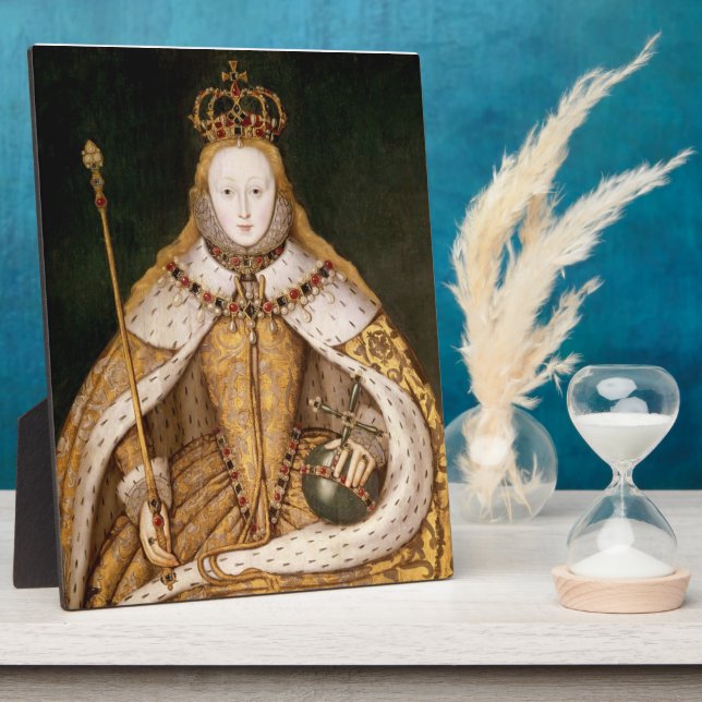 Plaque Photo Reine Elizabeth I à Coronation Robes (Côté)