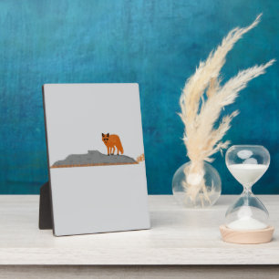 Plaque Photo 🦊Renard sur le Rocher – Décoration de Bureau