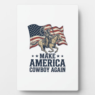Plaque Photo Rendez à l'Amérique son Cowboy Patriote Chemise We