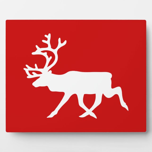 Plaque Photo Rennes blanches / Silhouette caribou (Devant)