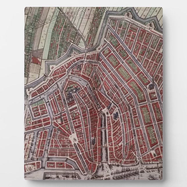 Plaque Photo Réplique carte de la ville d'Amsterdam 1652 (Devant)