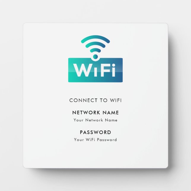Plaque Photo Réseau Wifi Personnalisé Connexion Blanc Moderne (Devant)
