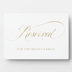 Plaque Photo Réservé   Faux Gold Ornate Script Mariage