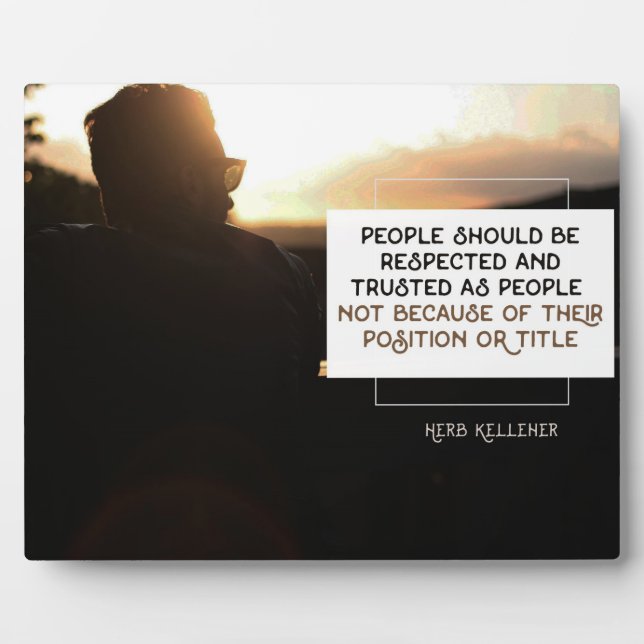 Plaque Photo Respecté Et Confiance En Tant Que Gens (Devant)