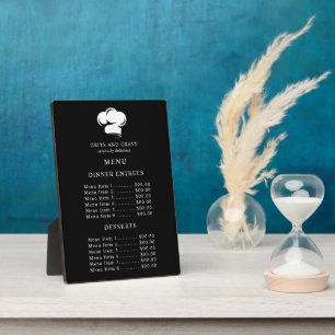 Plaque Photo Restaurant Chef Blanc Noir Casquette Menu Prix