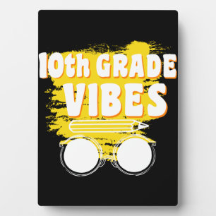 Plaque Photo Retour à l'école T-shirt 10e année Vibes Premier J