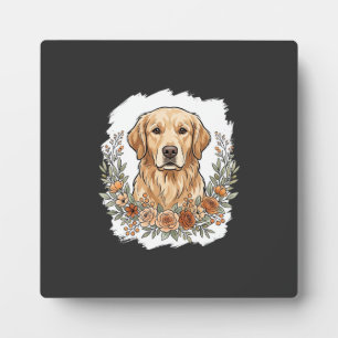 Plaque Photo Retriever Golden Floral Sublimation