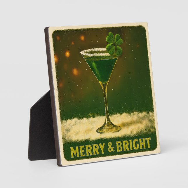 Plaque Photo Retro 50s 4 Leaf Clover Irish Christmas Martini (Recto)