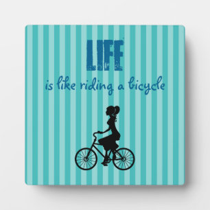 Plaque Photo Retro Girl Cyclist - La Vie C'Est Comme Faire Un V