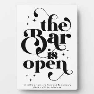 Plaque Photo Retro Le Bar est ouvert Typographie Vintage