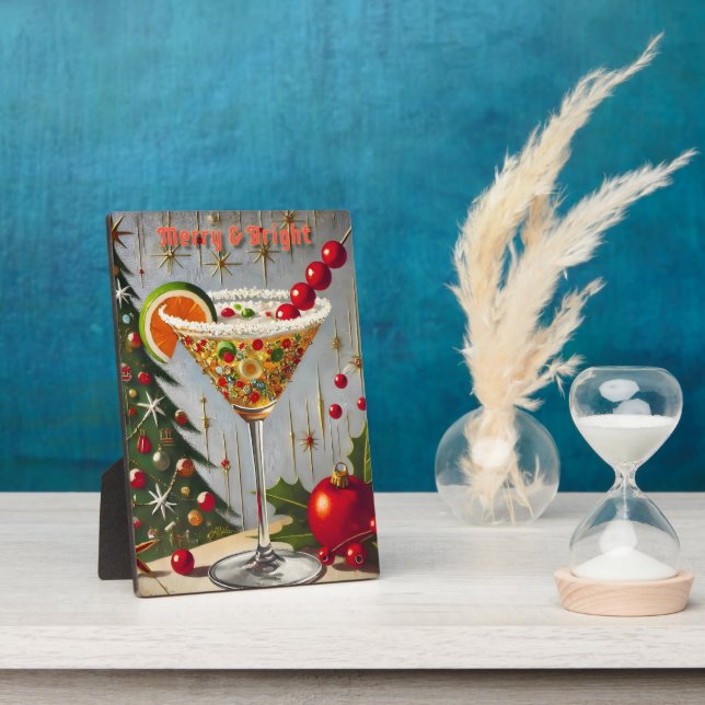 Plaque Photo Retro les années 50 Merry Bright Christmas Candy C (Côté)