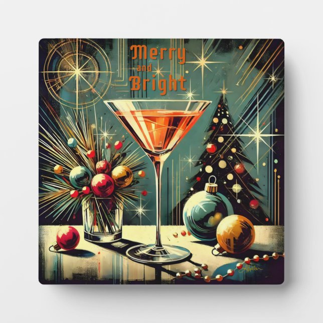 Plaque Photo Retro les années 50 Merry & Bright Christmas Marti (Devant)