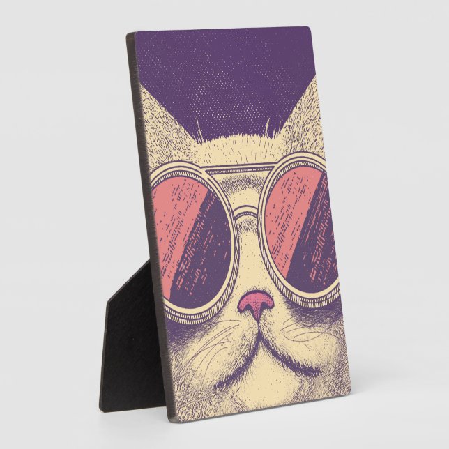 Plaque Photo Retro Vintage Cat (Côté)